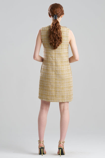 NATORI Sparkle Tweed Sleeveless Shift Dress
