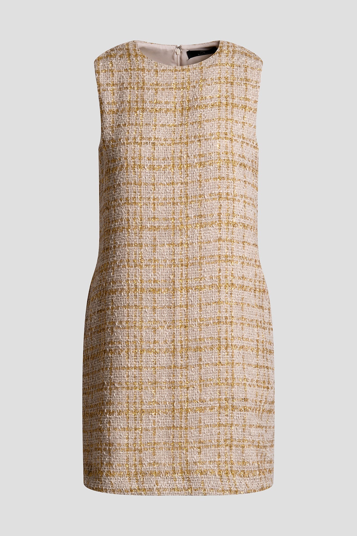 NATORI Sparkle Tweed Sleeveless Shift Dress