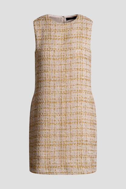 NATORI Sparkle Tweed Sleeveless Shift Dress
