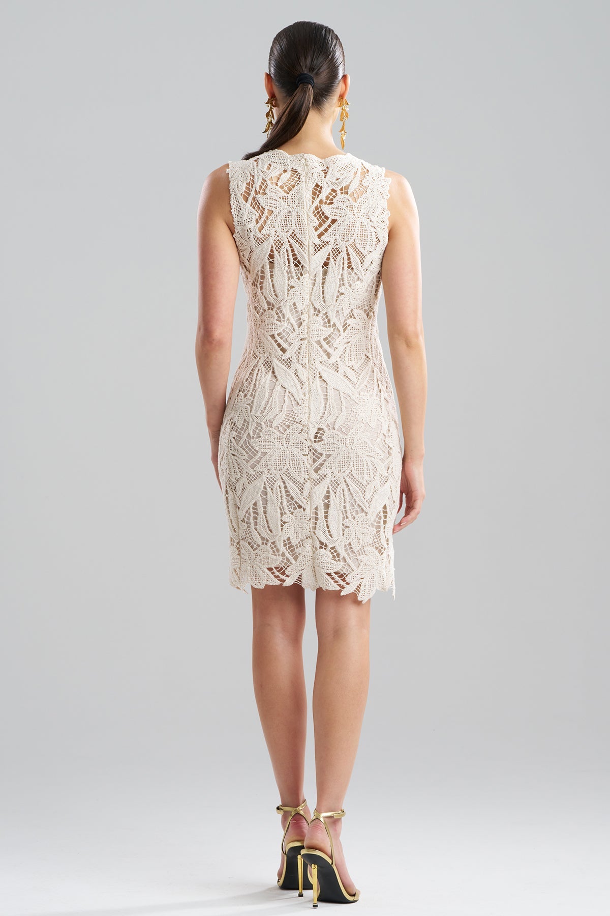 NATORI Crochet Lace Cotton Sheath Dress