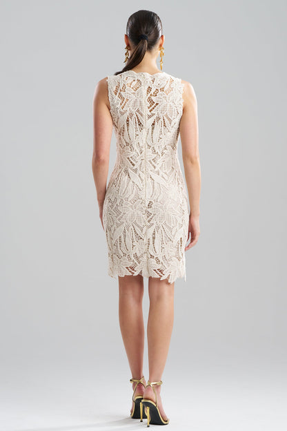 NATORI Crochet Lace Cotton Sheath Dress
