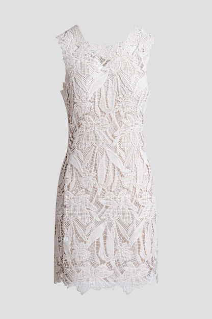 NATORI Crochet Lace Cotton Sheath Dress