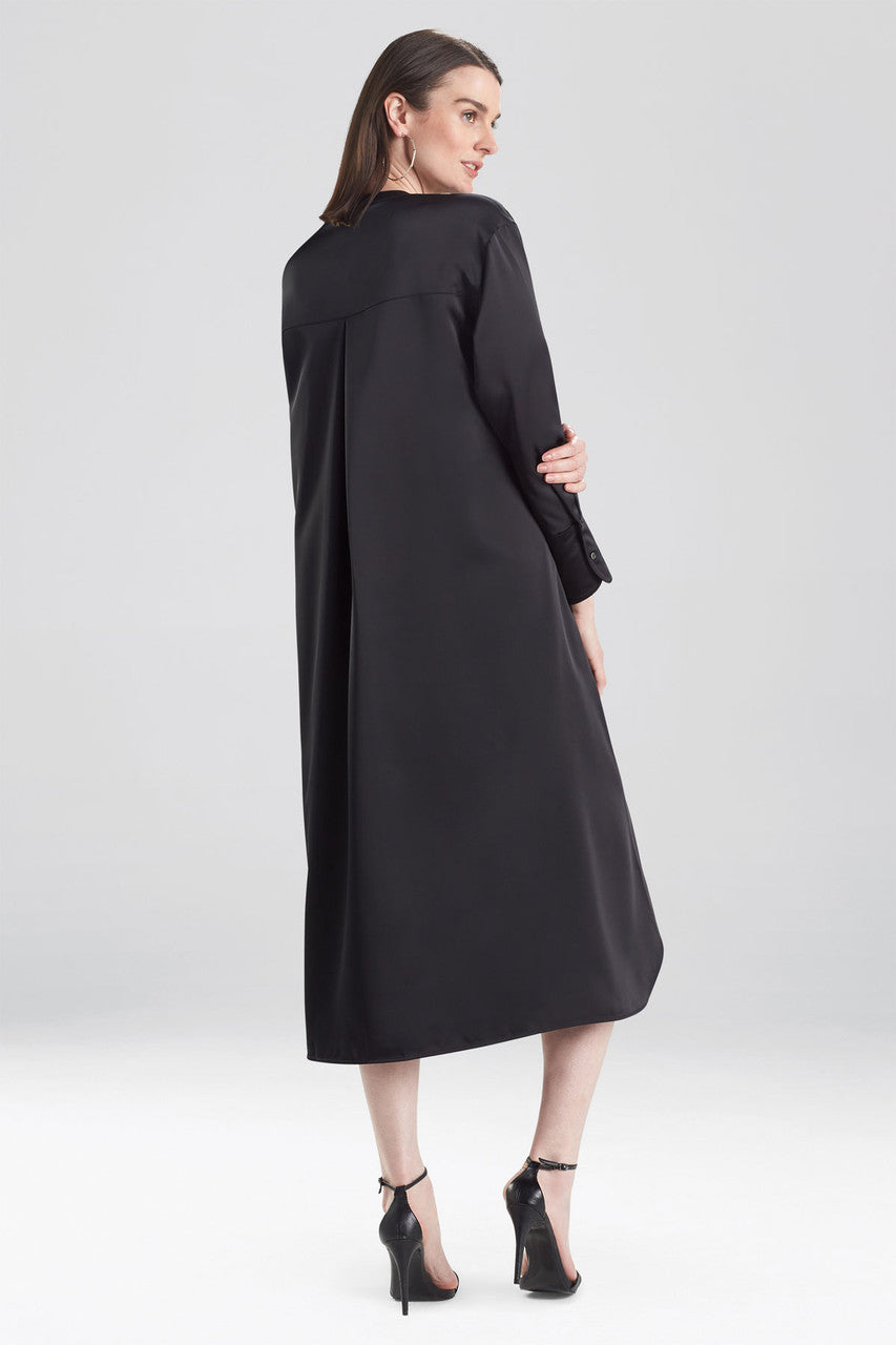 NATORI Buy Luxe Charmeuse Oversized Shirtdress in Black Online
