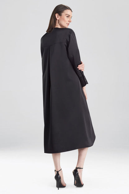 NATORI Buy Luxe Charmeuse Oversized Shirtdress in Black Online