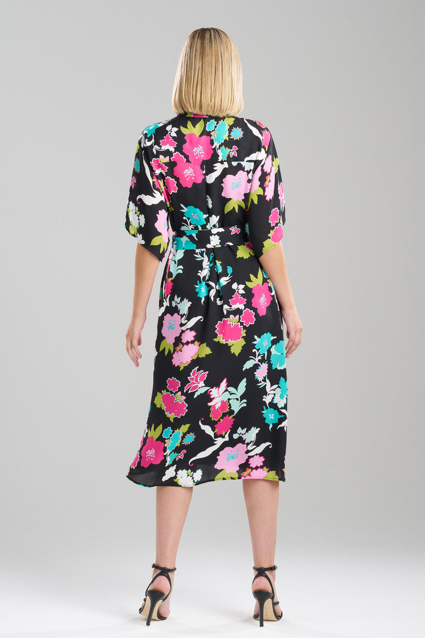 NATORI Buy Tangier Printed Silk Georgette Shirtdress in Black Multi Online