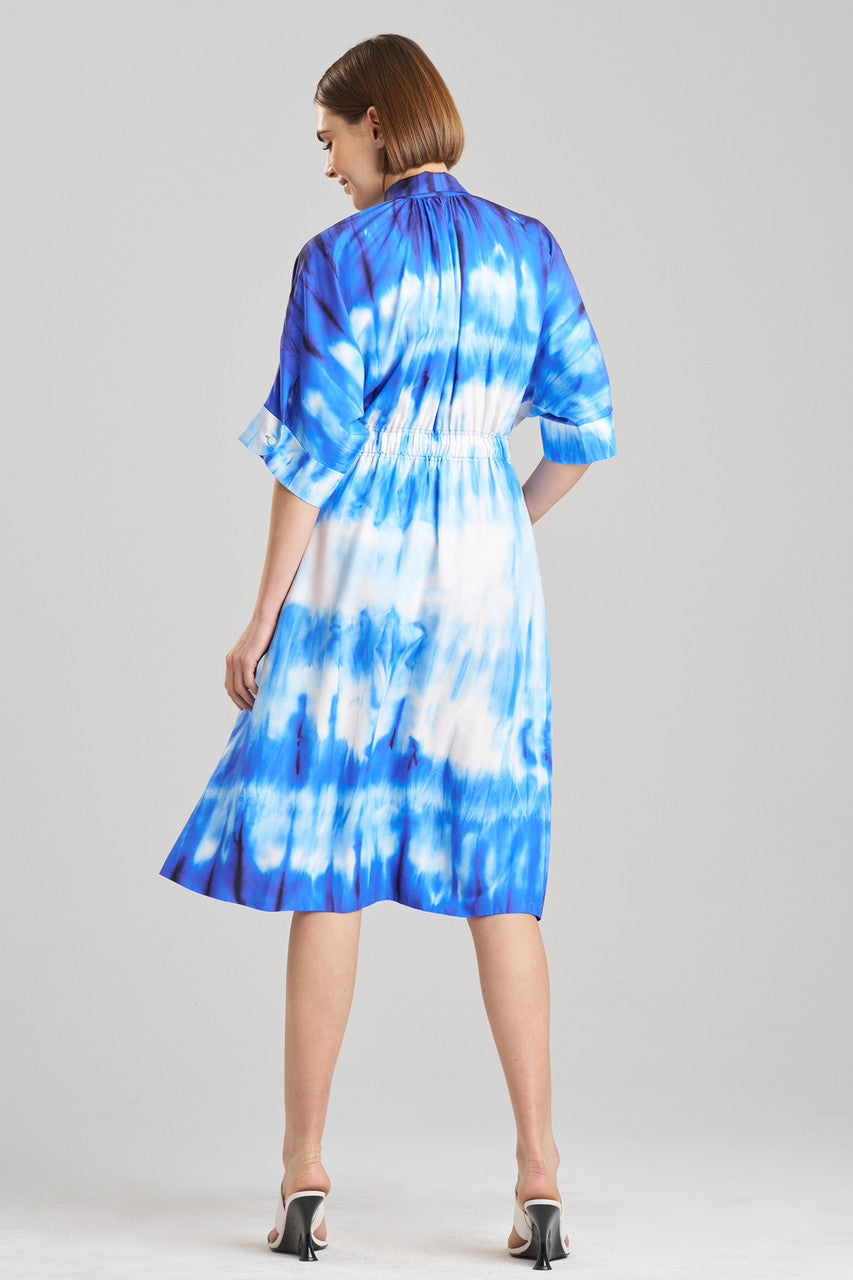 NATORI Buy Santorini Printed Cotton Silk Belted Shirtdress in Majorelle Online