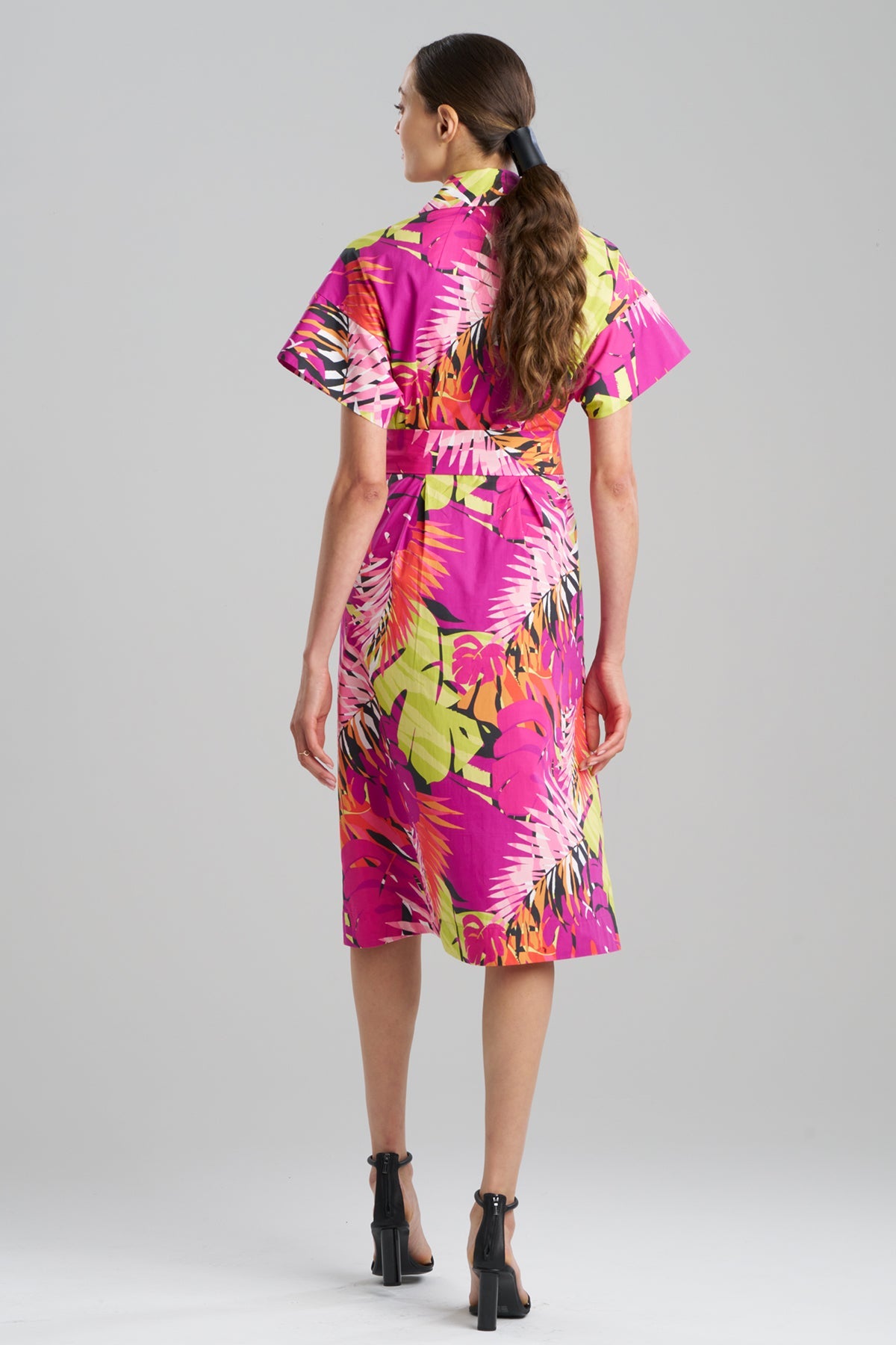NATORI Palms Cotton Poplin Shirtdress