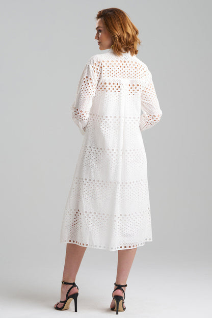 NATORI Buy Round Eyelet Oversized Shirtdress in White Online
