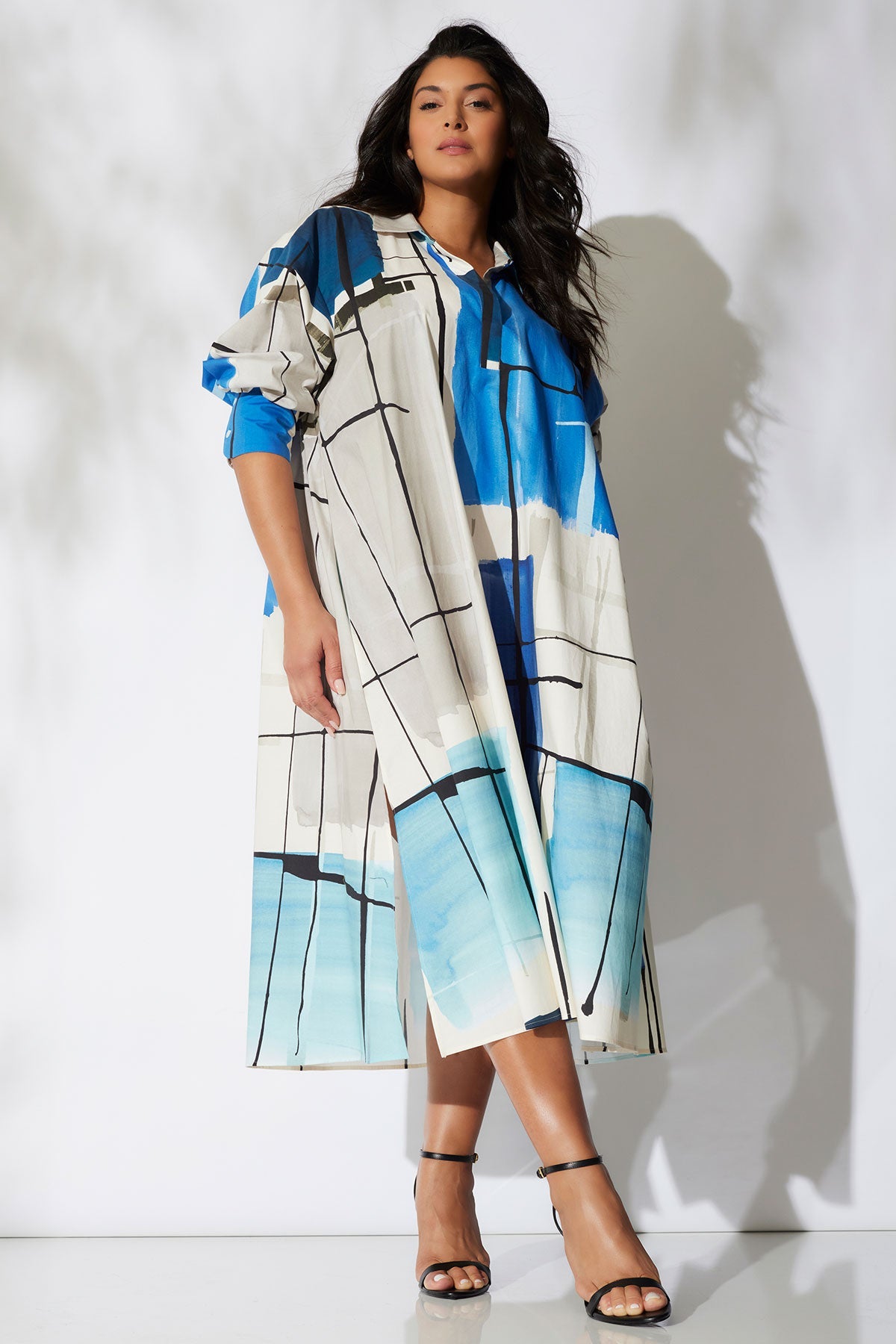 NATORI Buy Sorairo Printed Cotton Poplin Oversized Shirtdress online