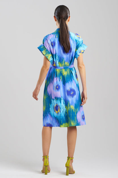 NATORI Multi Floral Mandarin Shirtdress