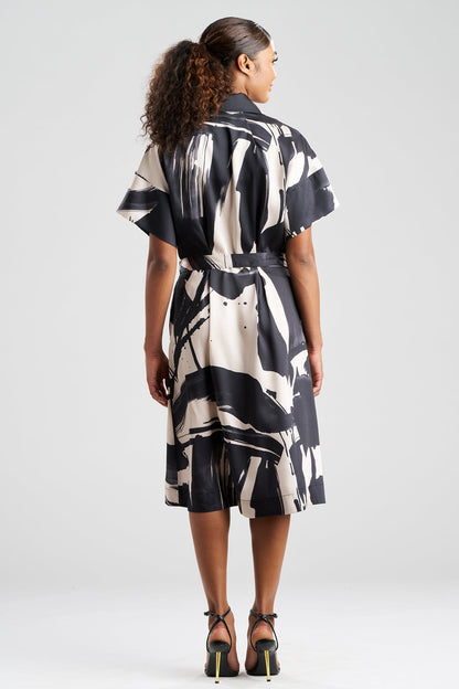 NATORI Brushstroke Silky Twill Shirtdress
