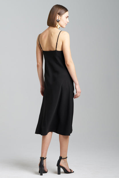NATORI Buy Solid Crepe Embroidered Slip Dress in Black Online
