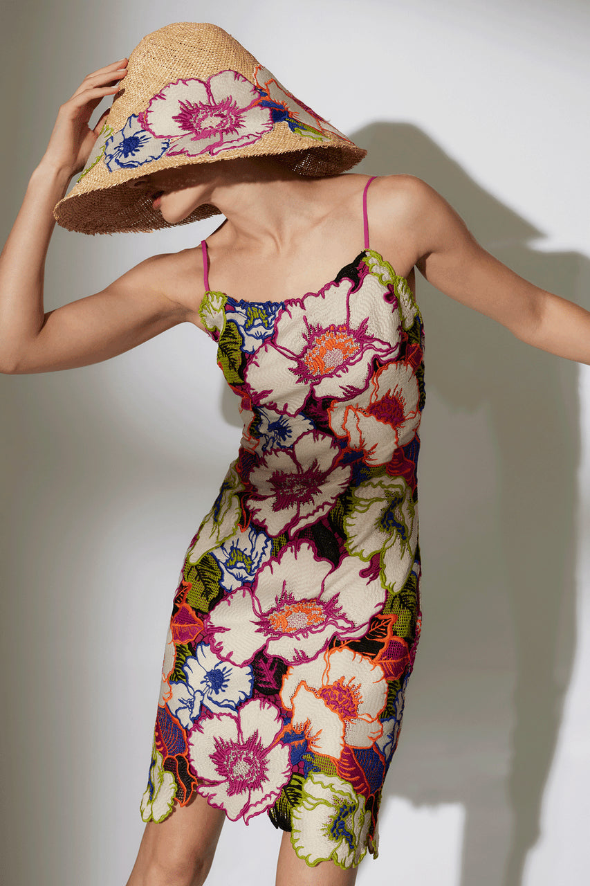 NATORI Buy Cote D'Azur Embroidered Lace Slip Dress in Multi Online