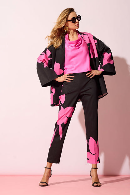 NATORI Solid Silk Twill Cowl Neck Top