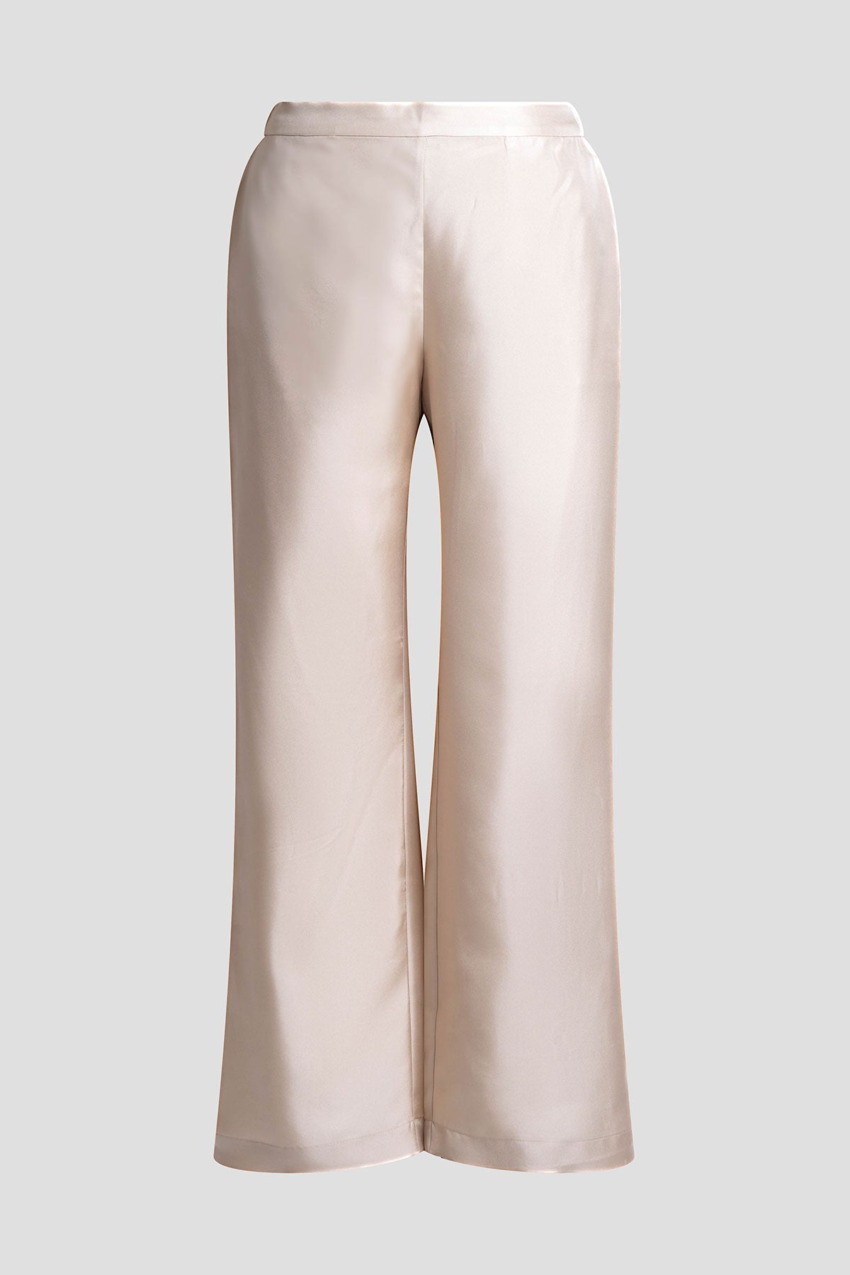 NATORI Solid Silk Twill Pull On Straight Leg Pants