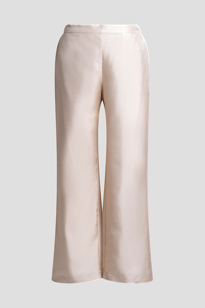 NATORI Solid Silk Twill Pull On Straight Leg Pants
