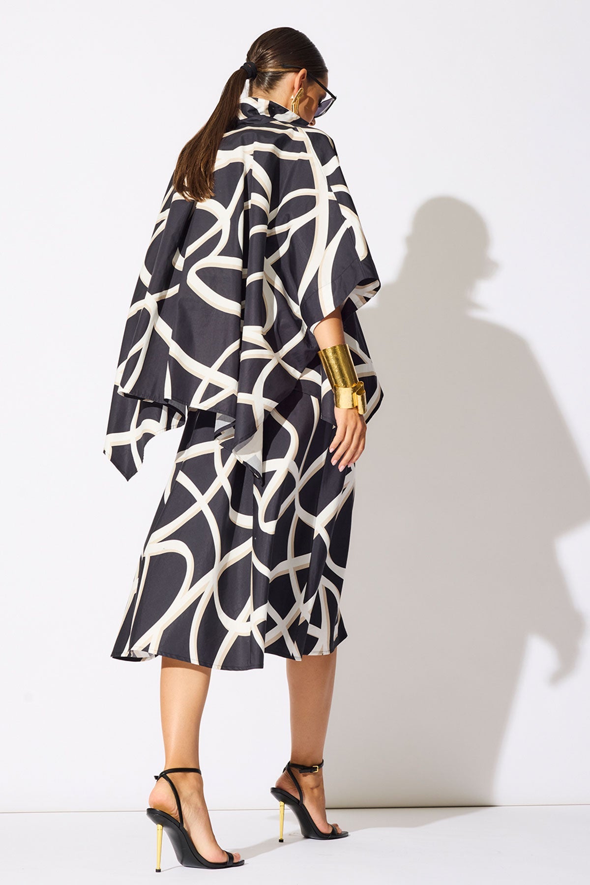 NATORI Spiral Cotton Taffeta Oversized Caftan Top