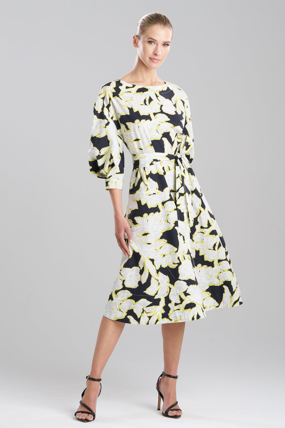 NATORI Misty Floral Cotton Boatneck Dress