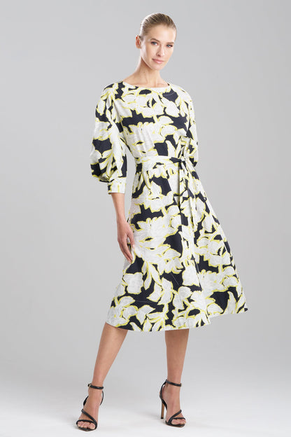 NATORI Misty Floral Cotton Boatneck Dress