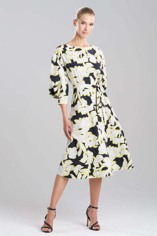 NATORI Misty Floral Cotton Boatneck Dress