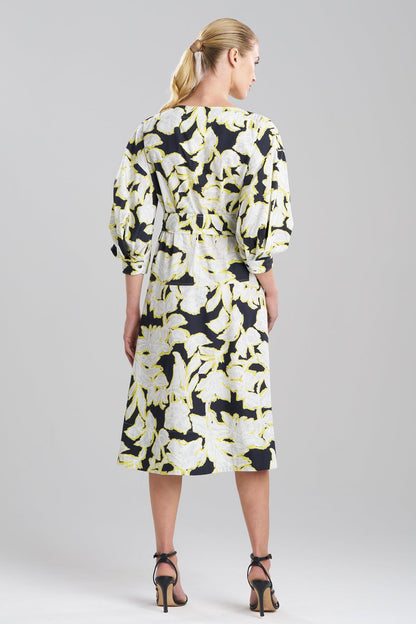 NATORI Misty Floral Cotton Boatneck Dress
