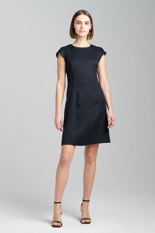 NATORI Buy Scroll Jacquard Shift Dress in Black Online