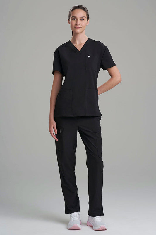 NATORI Buy Women's 3-Pocket V-Neck Scrub Top in Black Online