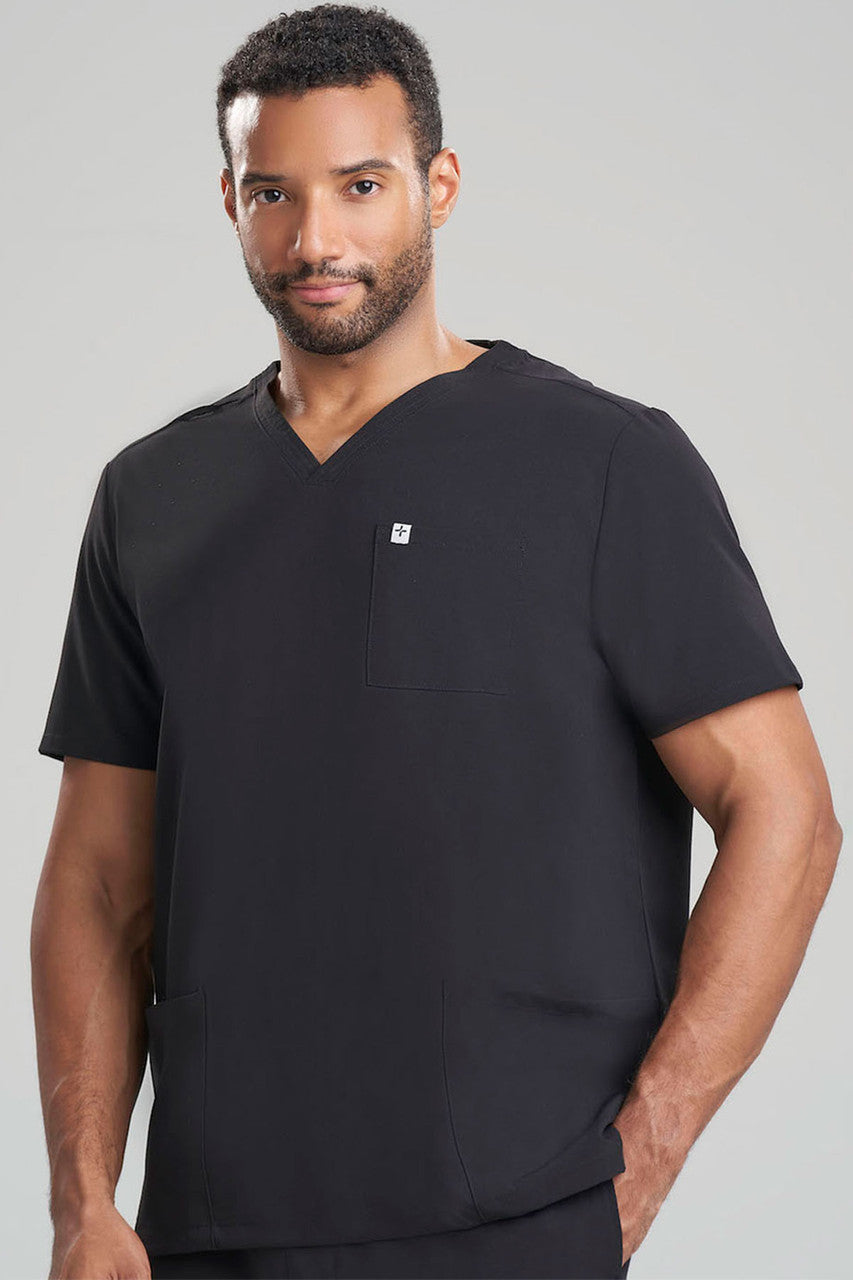 NATORI Buy Men's 3-Pocket V-Neck Scrub Top in Black Online