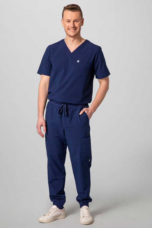 NATORI Buy Men's 2-Pocket V-Neck Scrub Top in Navy Online