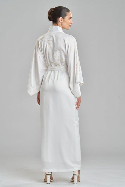 NATORI Buy Bridal Embroidery Robe in Warm White Online