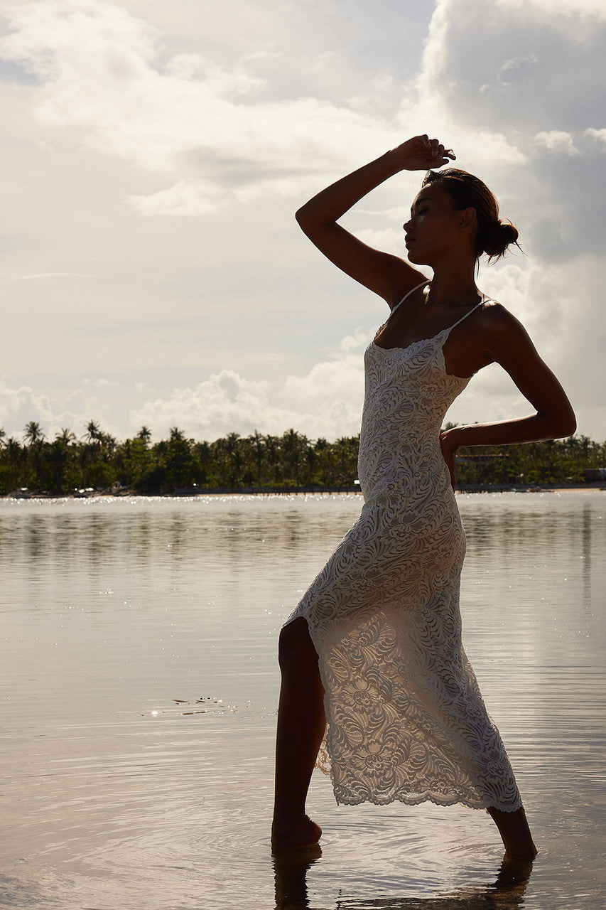 NATORI Buy Bridal Allover Lace Gown in Warm White Online