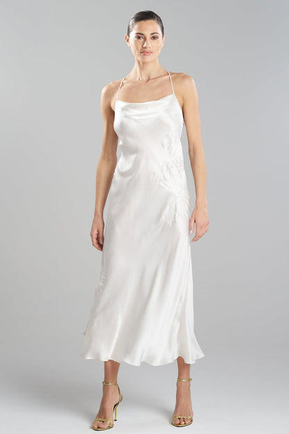 NATORI Bridal's Dream Embroidered Silk Slip Dress
