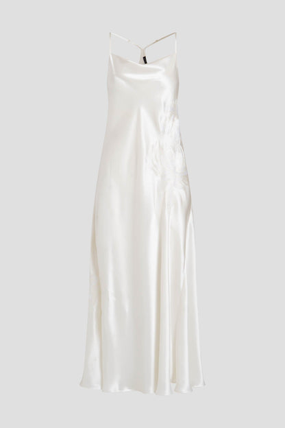 NATORI Bridal's Dream Embroidered Silk Slip Dress