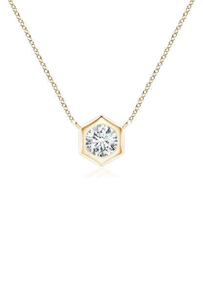 NATORI Buy Indochine 14k Hexagon Frame Diamond Solitaire Necklace in 14K Yellow Gold Online