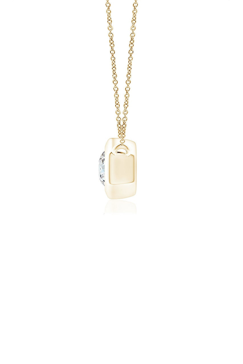 NATORI Buy Indochine 14k Hexagon Frame Diamond Solitaire Necklace in 14K Yellow Gold Online