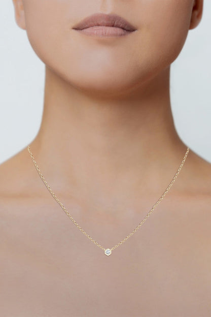 NATORI Buy Indochine 14k Hexagon Frame Diamond Solitaire Necklace in 14K Yellow Gold Online