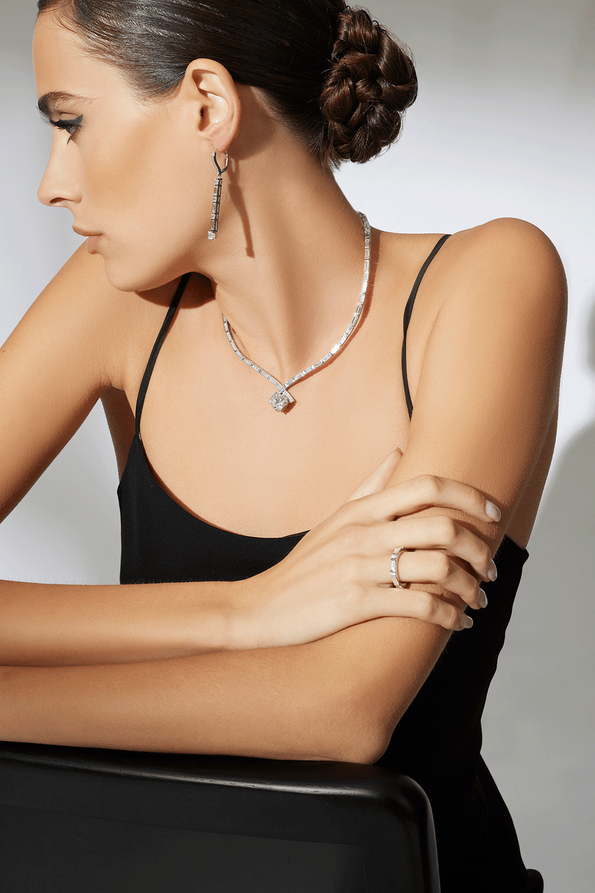 NATORI Buy Orient Express Lab-Grown 14K Gold & Cushion Diamond Statement Necklace in 14K White Gold Online