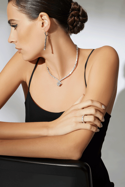 NATORI Buy Orient Express Lab-Grown 14K Gold & Cushion Diamond Statement Necklace in 14K White Gold Online