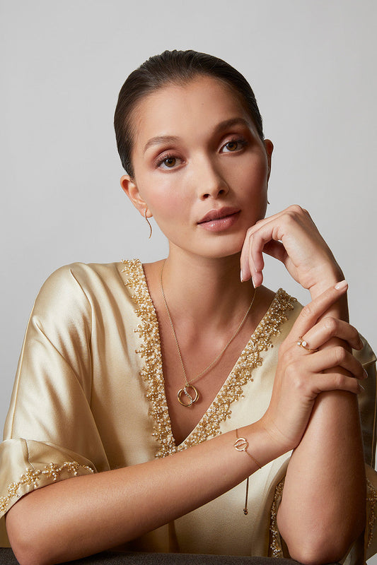 NATORI Buy Shangri-La Brushstroke 14k Gold and Diamond Medium Stud Earrings in 14K Yellow Gold Online