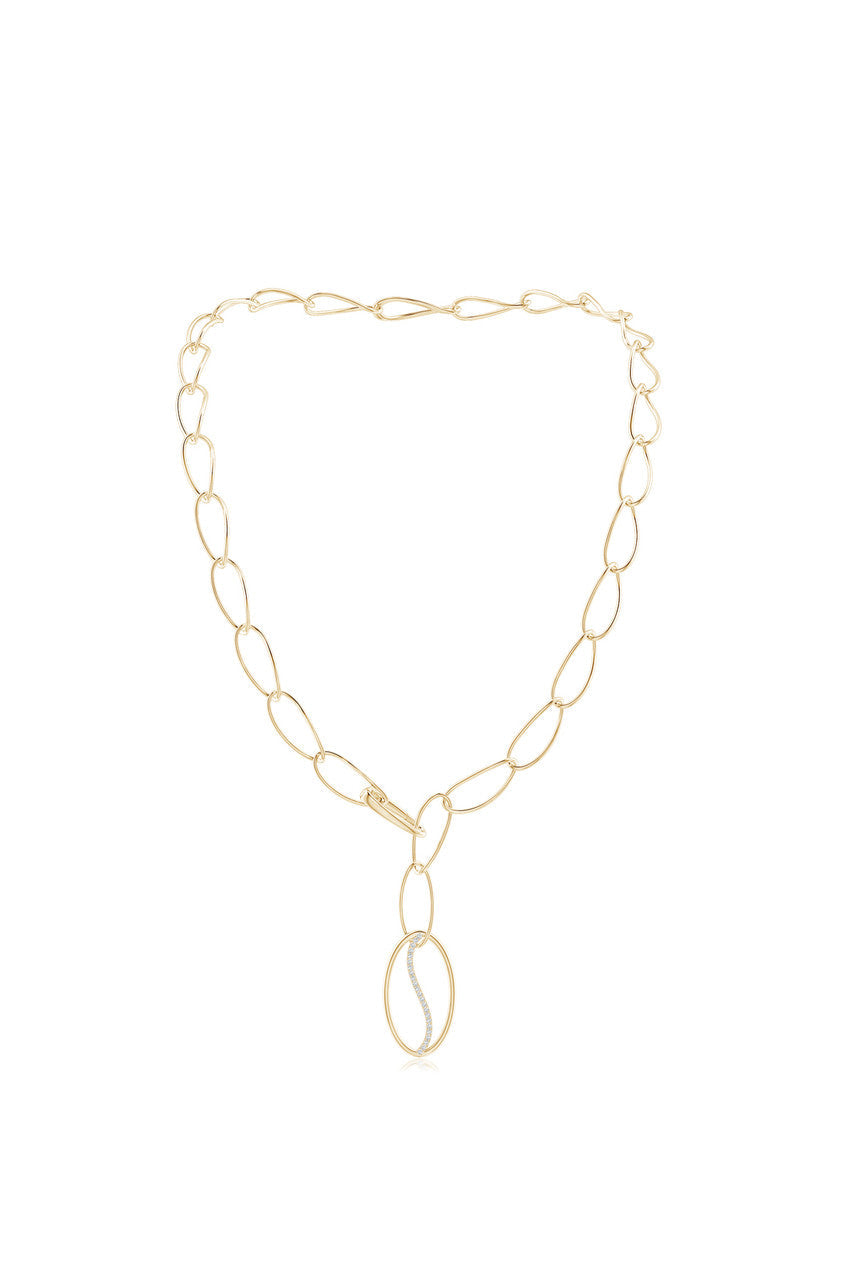 NATORI Buy Shangri-La Elliptical Yin-Yang 14K Gold and Diamond Y Necklace in 14K Yellow Gold Online
