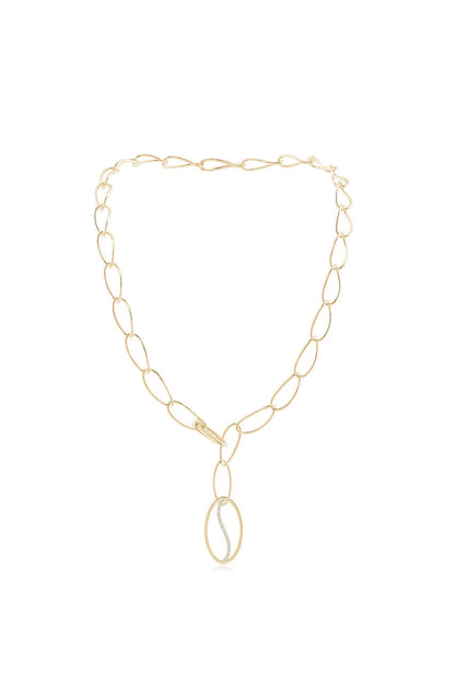 NATORI Buy Shangri-La Elliptical Yin-Yang 14K Gold and Diamond Y Necklace in 14K Yellow Gold Online