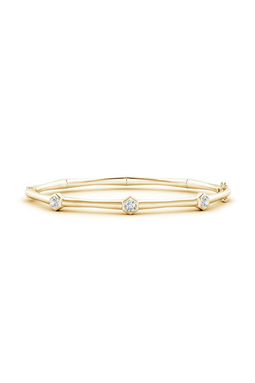 NATORI Buy Indochine 14k 3-Diamond Bamboo Hinged Bracelet in 14K Yellow Gold Online
