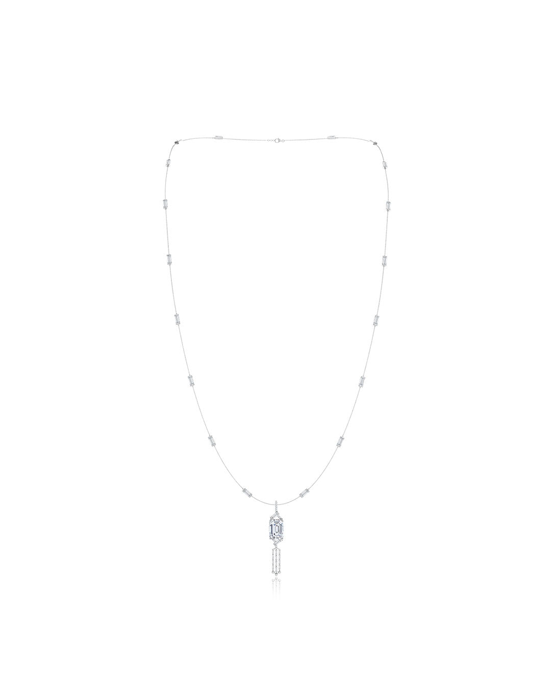 NATORI Buy Orient Express Lab-Grown 14K Gold Baguette & Diamond Detachable Tassel Pendant Chain Necklace in 14K White Gold Online