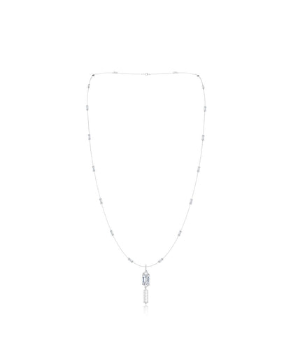 NATORI Buy Orient Express Lab-Grown 14K Gold Baguette & Diamond Detachable Tassel Pendant Chain Necklace in 14K White Gold Online