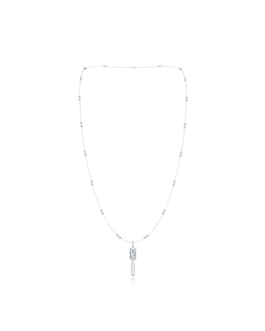 NATORI Buy Orient Express Lab-Grown 14K Gold Baguette & Diamond Detachable Tassel Pendant Chain Necklace in 14K White Gold Online