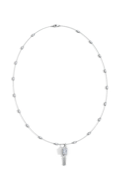 NATORI Buy Orient Express Lab-Grown 14K Gold Baguette & Diamond Detachable Tassel Pendant Chain Necklace in 14K White Gold Online