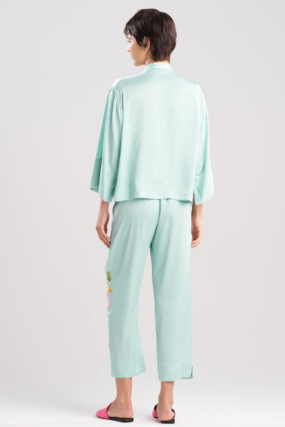 NATORI Satin Essentials Embroidered Mandarin PJ Set