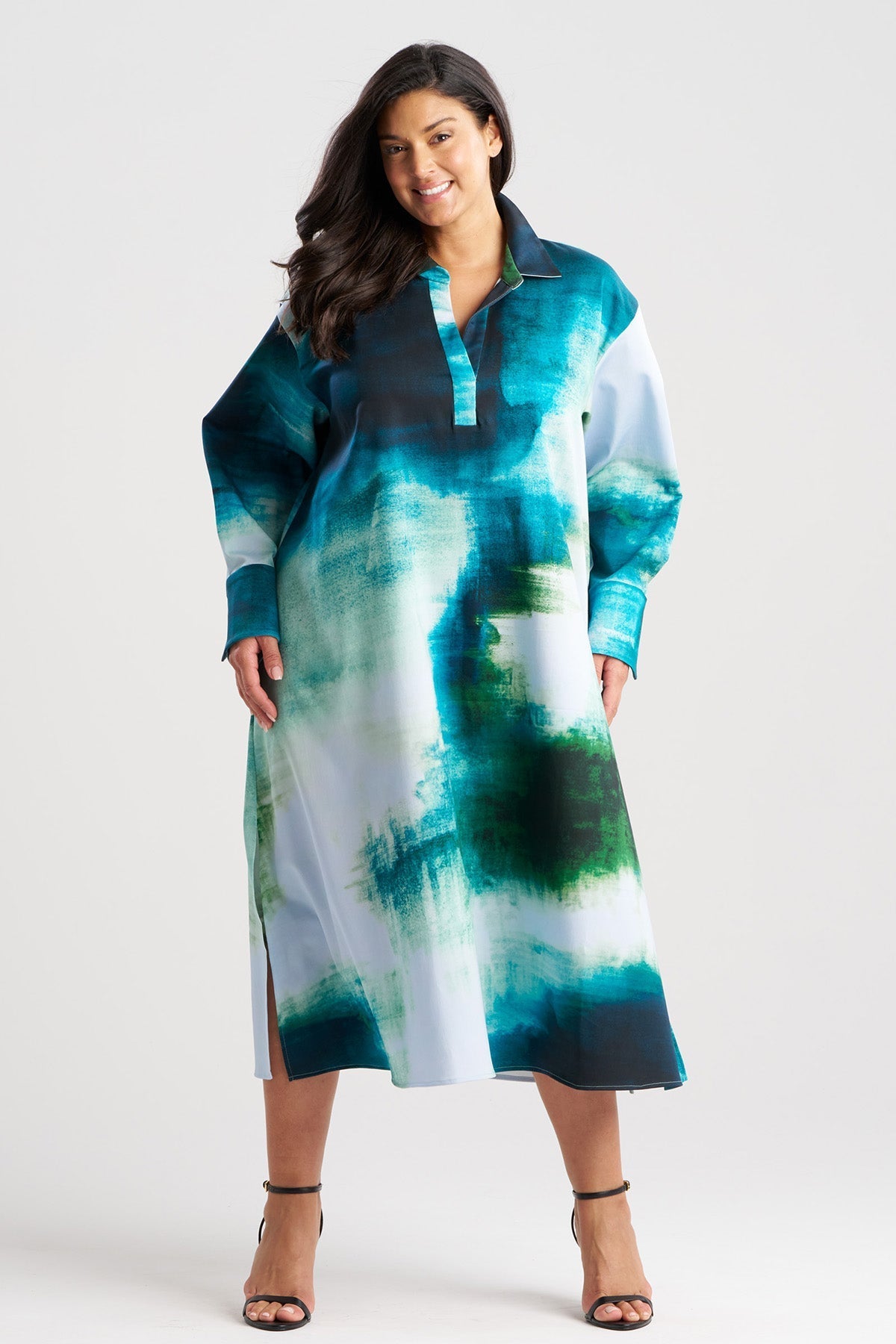 NATORI Hisui Cotton Chino Oversized Shirtdress