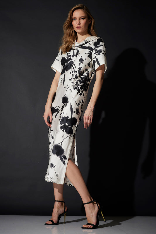 NATORI Nara Silk Twill Beaded Column Dress