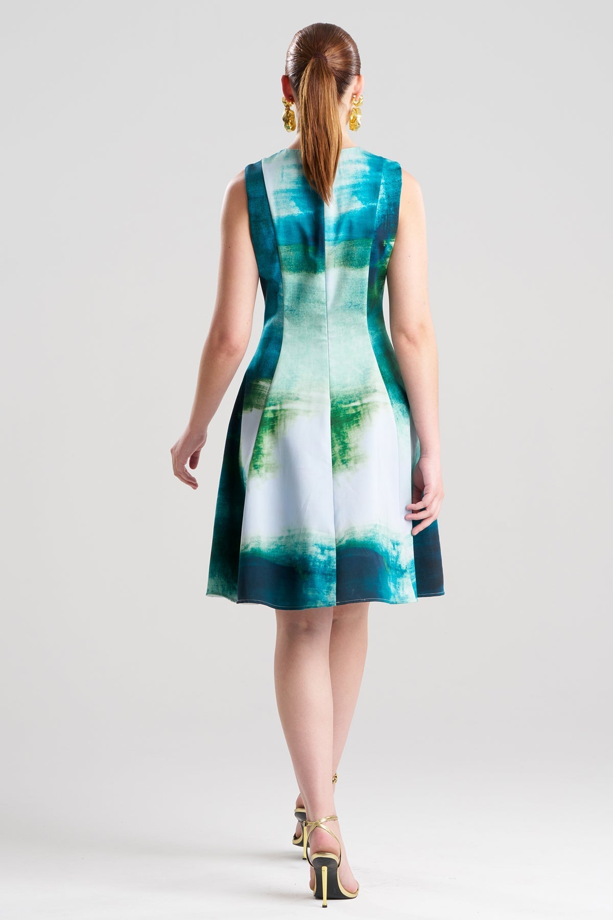 NATORI Hisui Cotton Chino Fit & Flare Dress